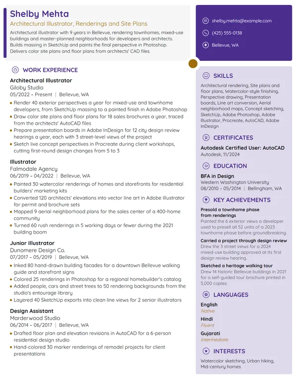 Architectural Illustrator resume example