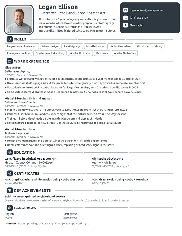 Career Change Illustrator resume example