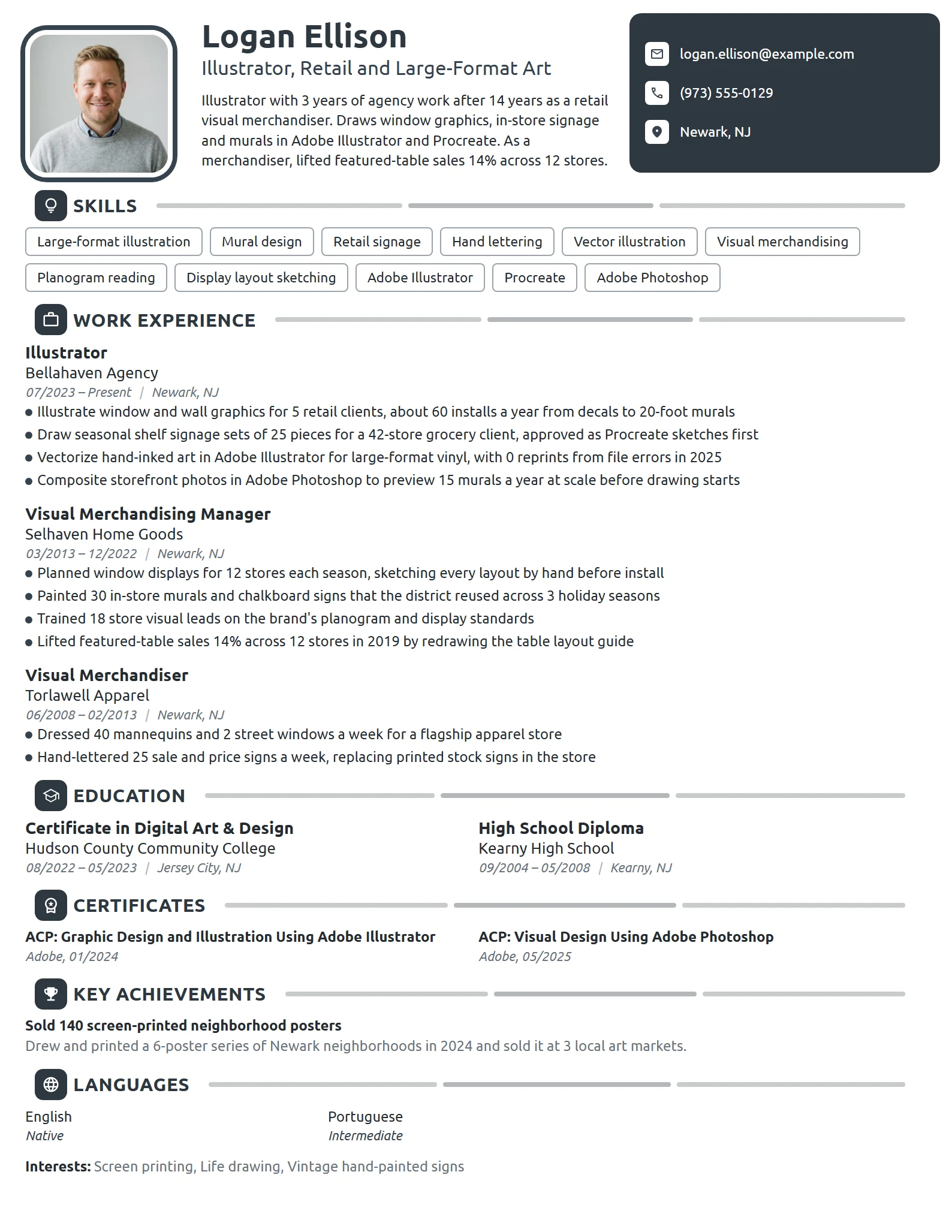 Career Change Illustrator resume example