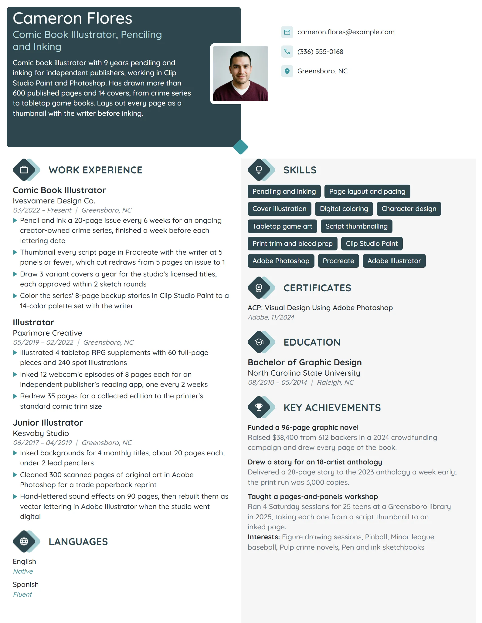 Comic Book Illustrator resume example