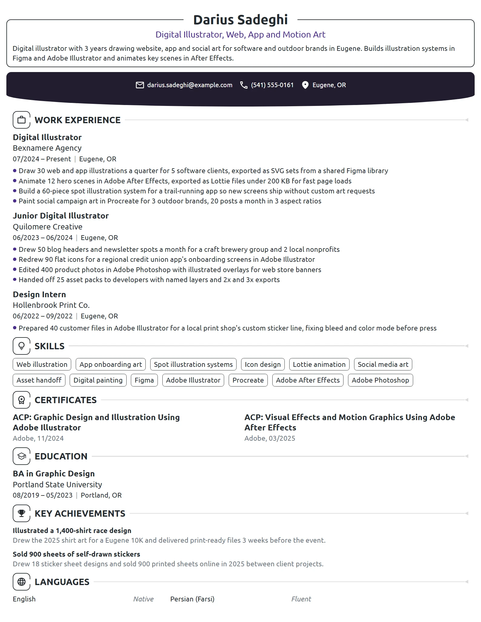 Digital Illustrator resume example