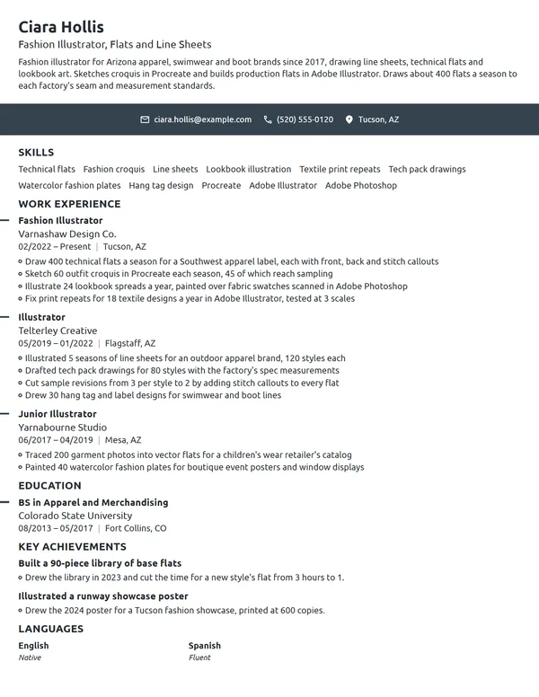 Fashion Illustrator resume example