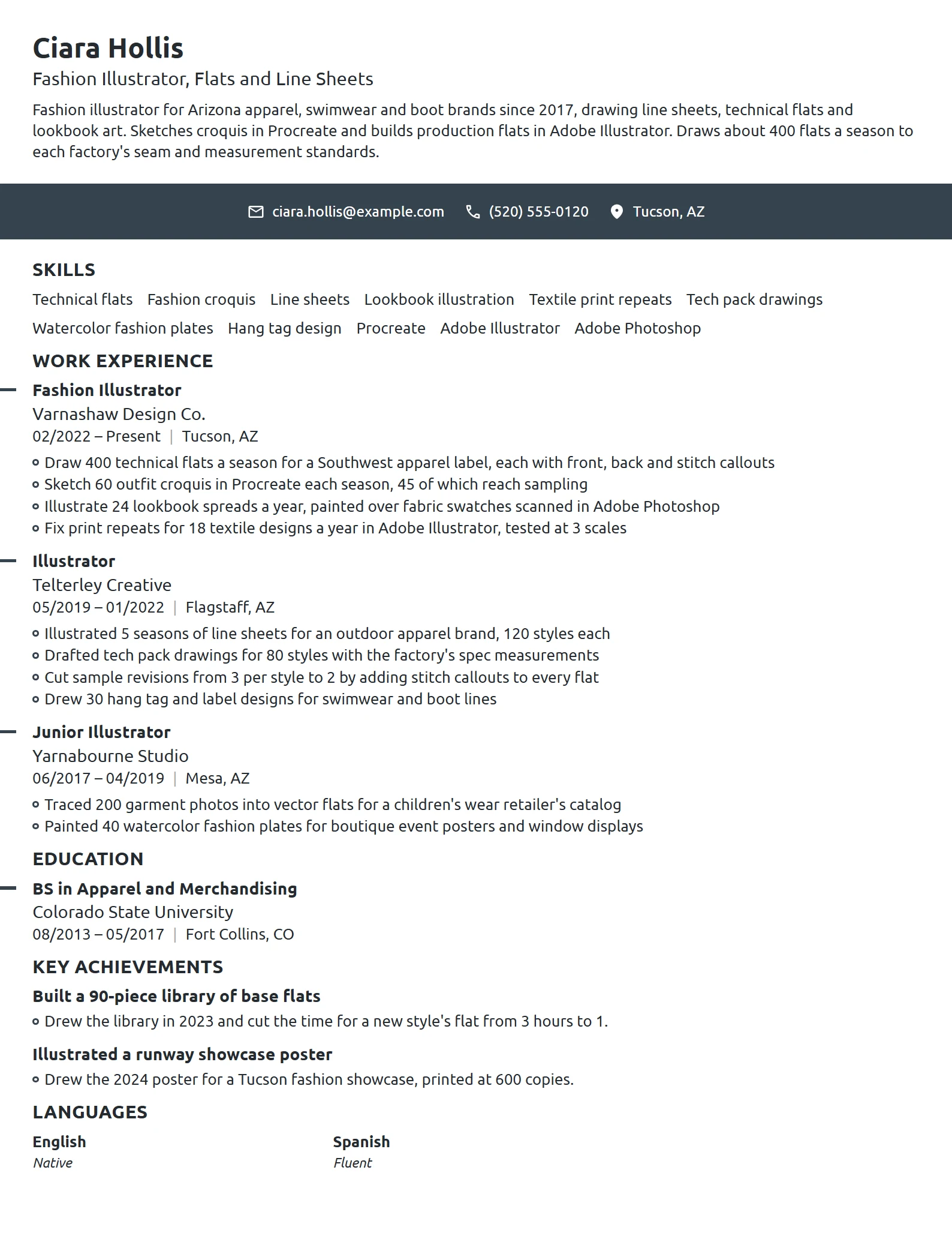 Fashion Illustrator resume example