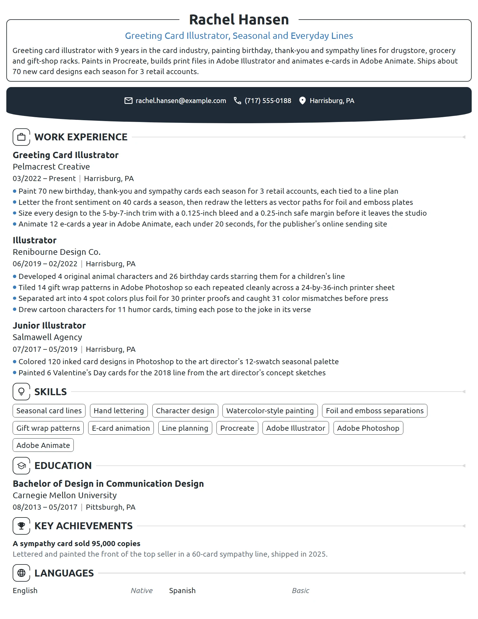 Greeting Card Illustrator resume example
