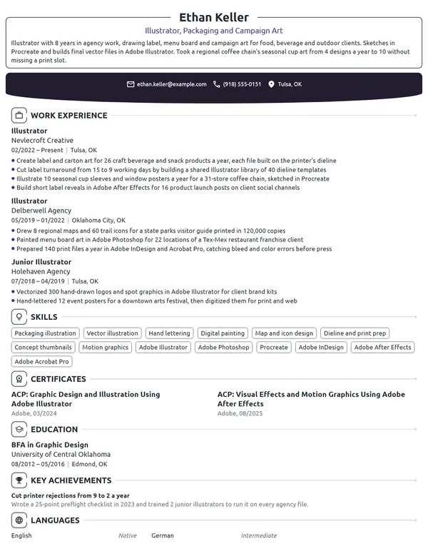 Illustrator resume example