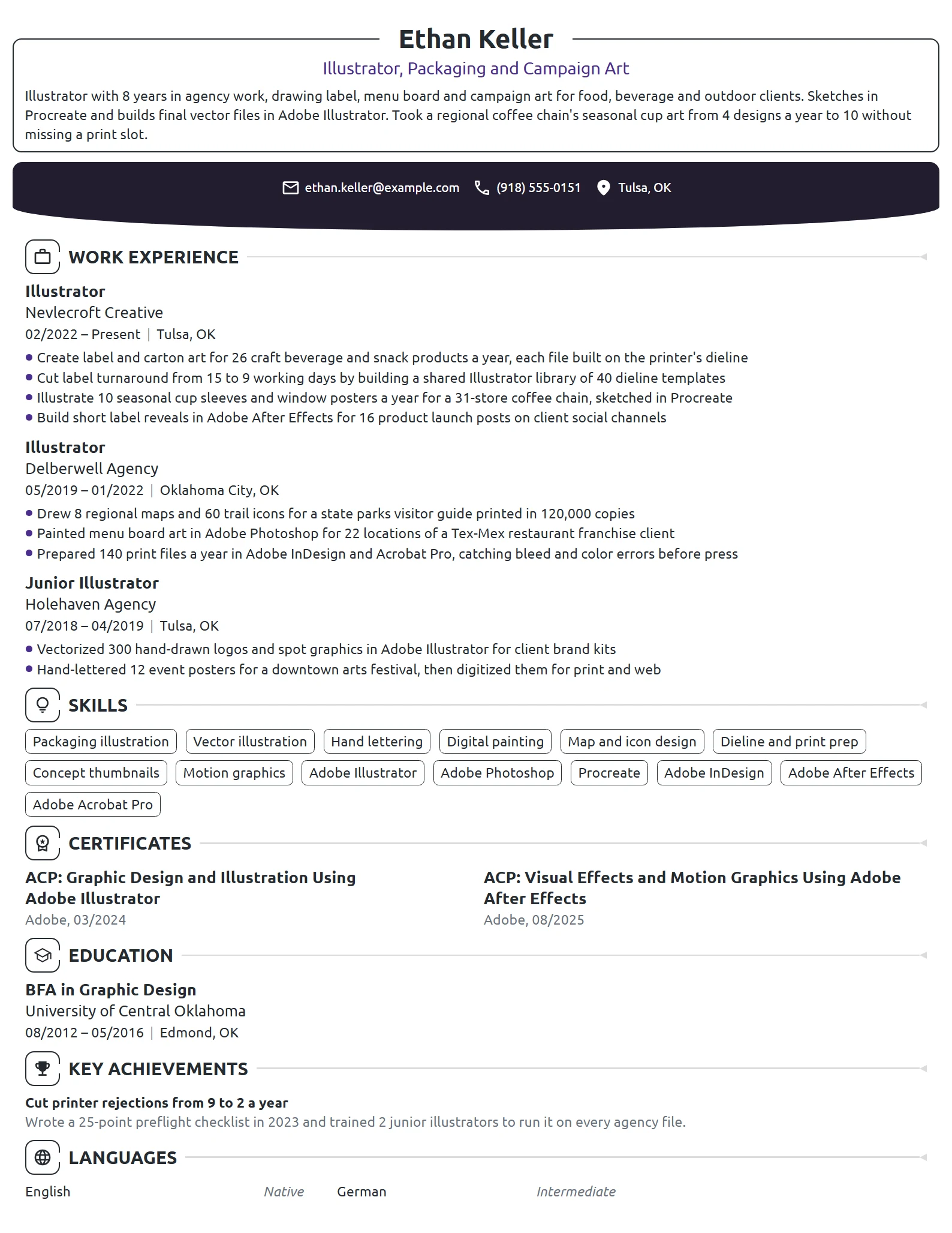Illustrator resume example