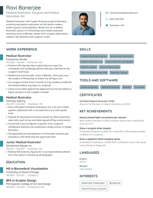 Medical Illustrator resume example