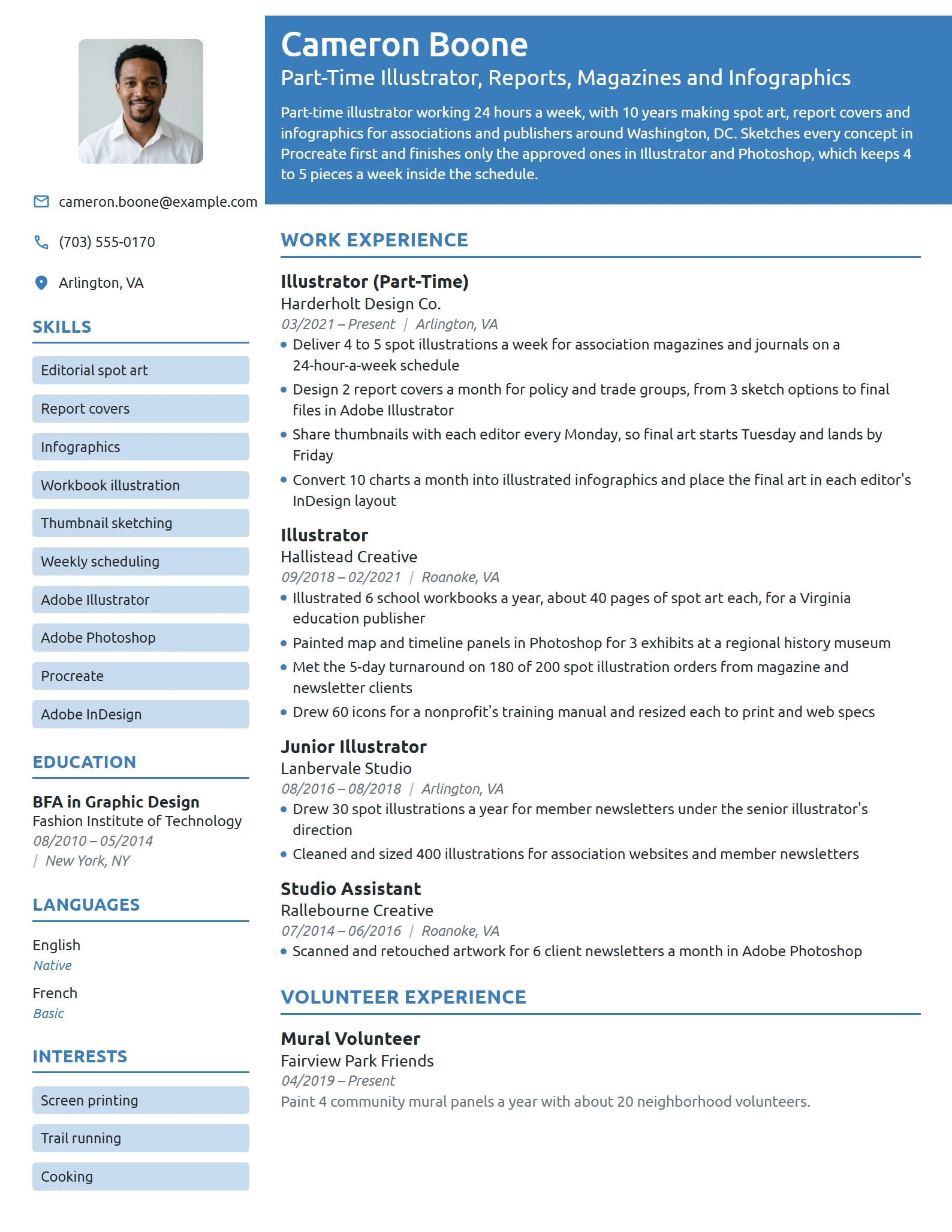 Part-Time Illustrator resume example