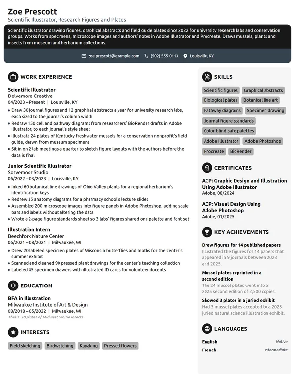 Scientific Illustrator resume example