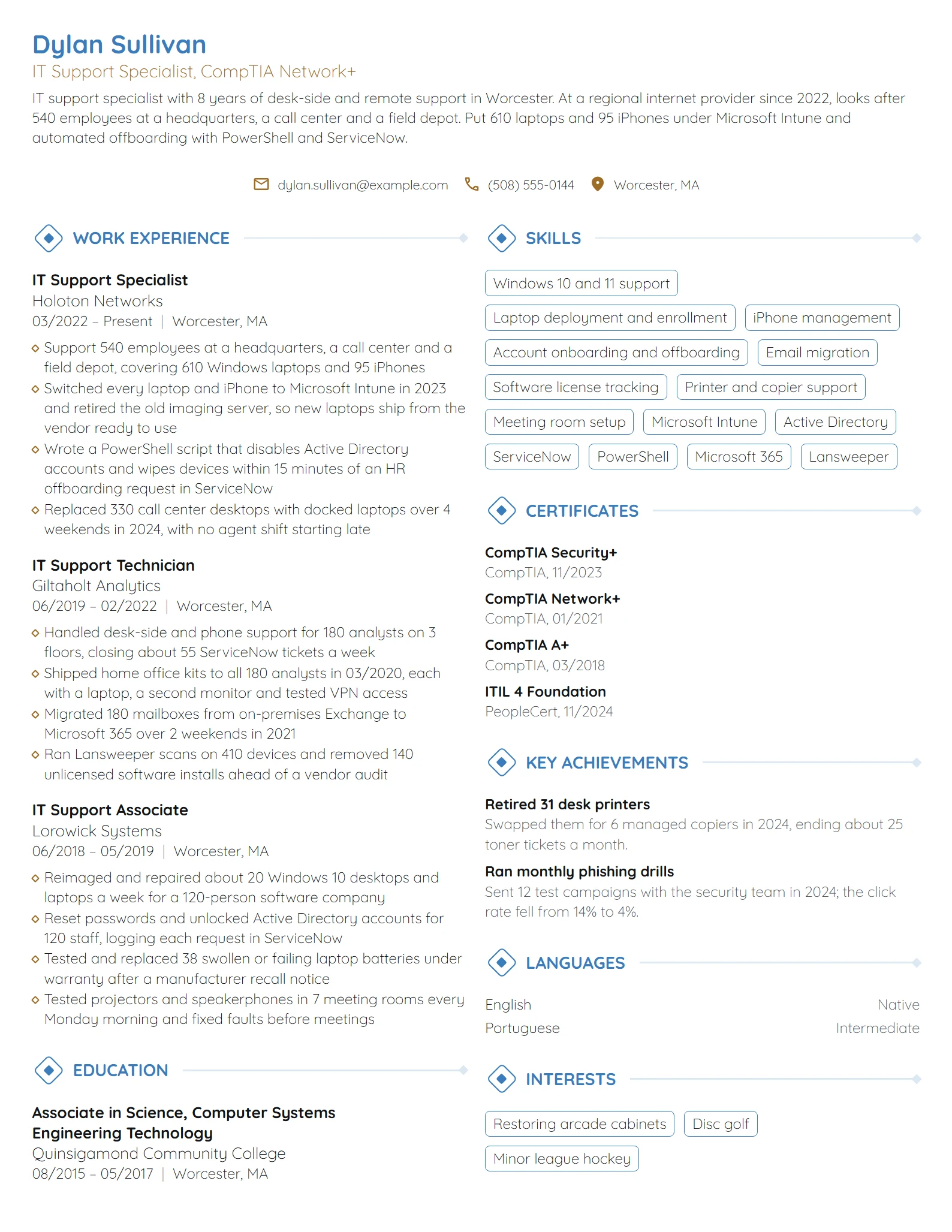 IT Support resume example