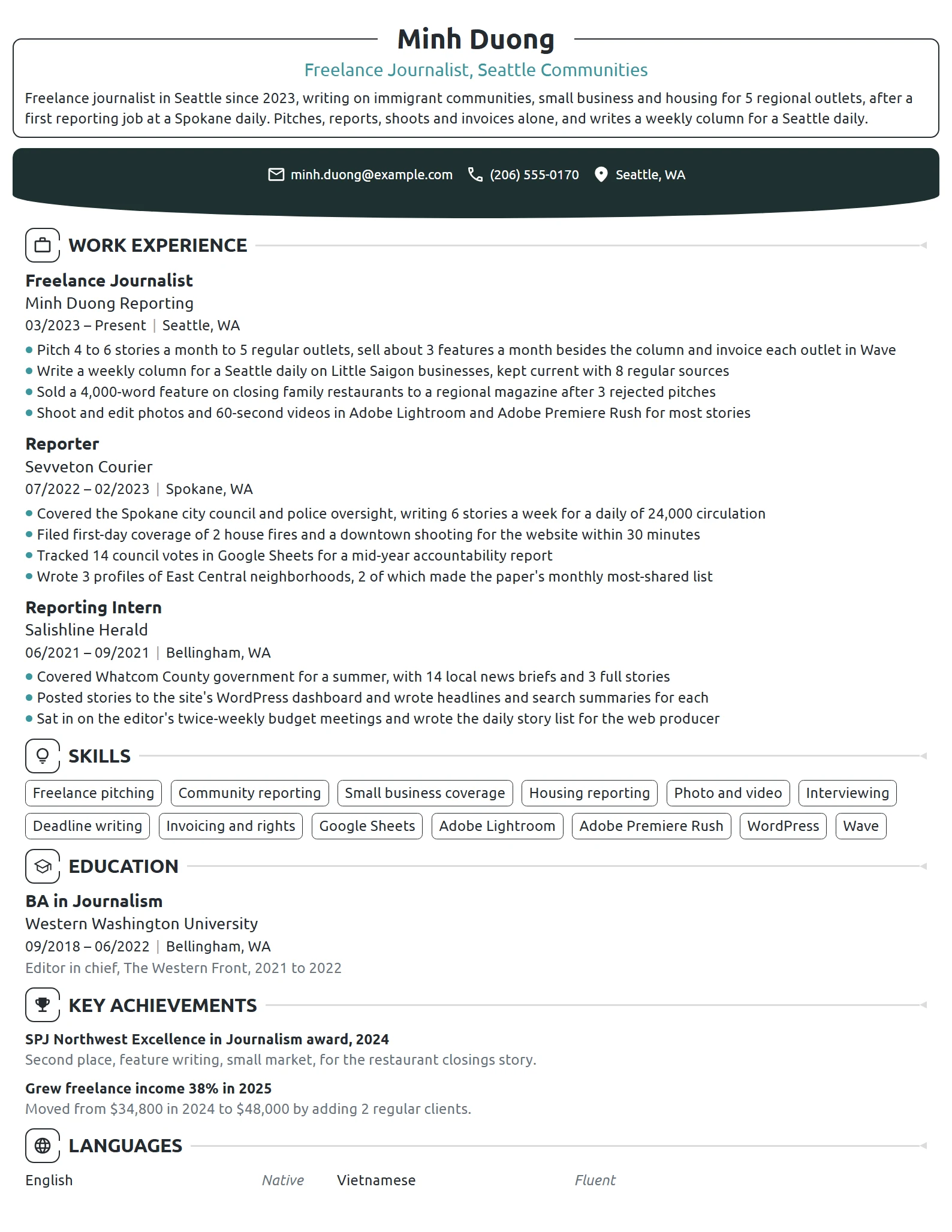 25 Journalist Resume Examples & Guide for 2026 | Novoresume