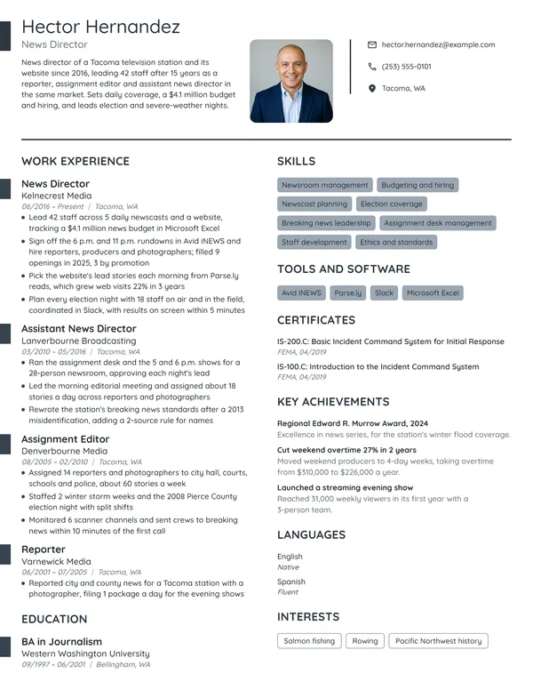 News Director resume example