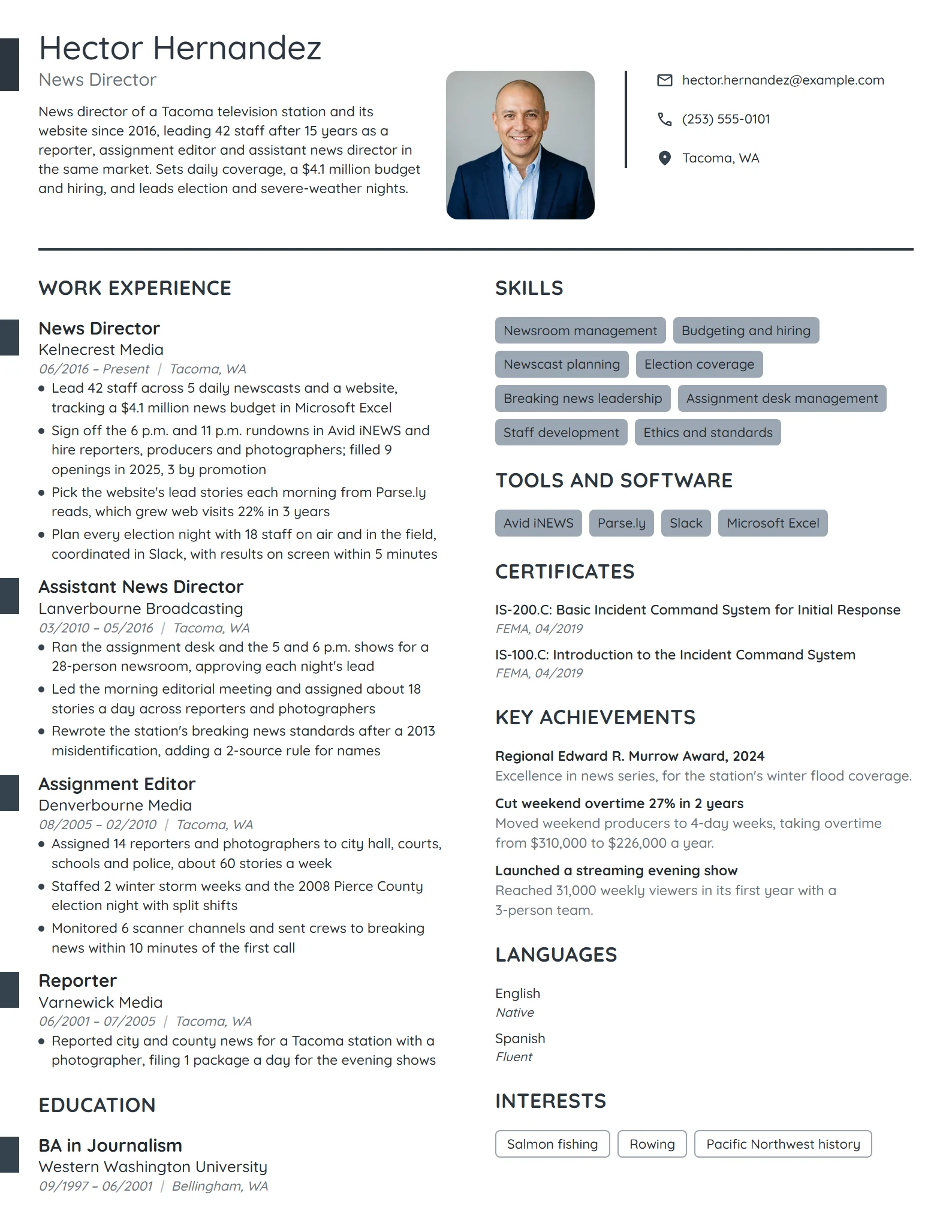 News Director resume example
