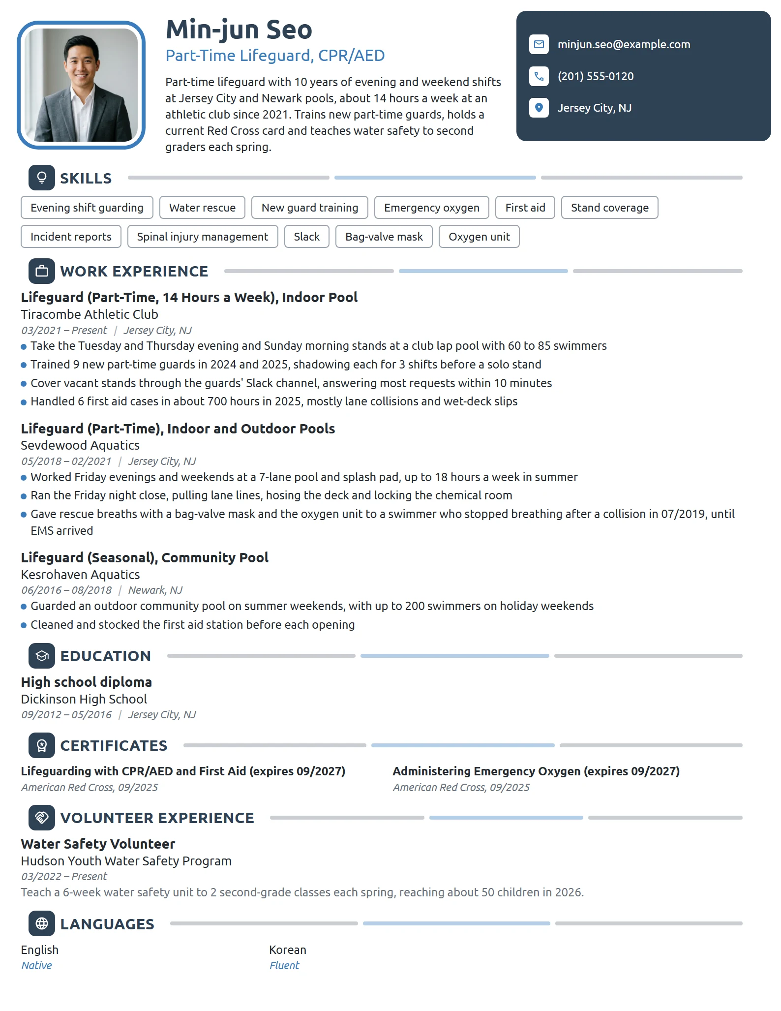 Part-Time Lifeguard resume example