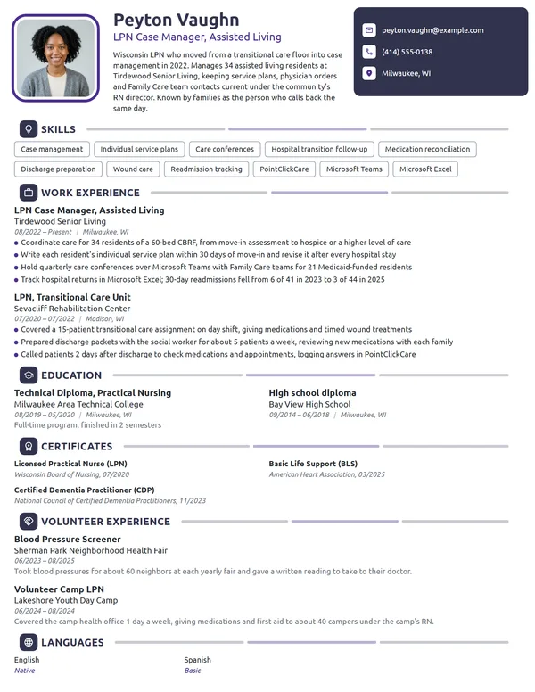 LPN Case Manager resume example