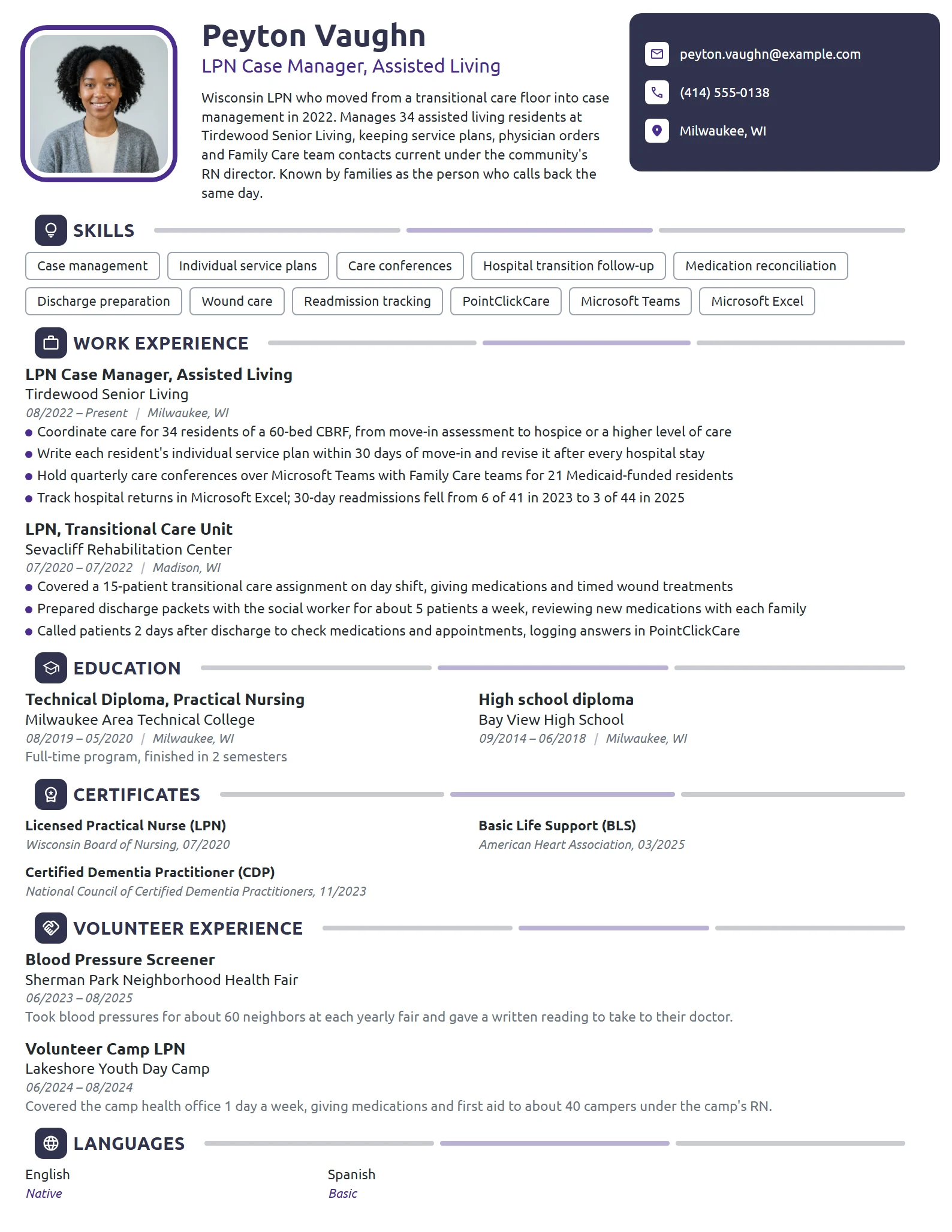 LPN Case Manager resume example