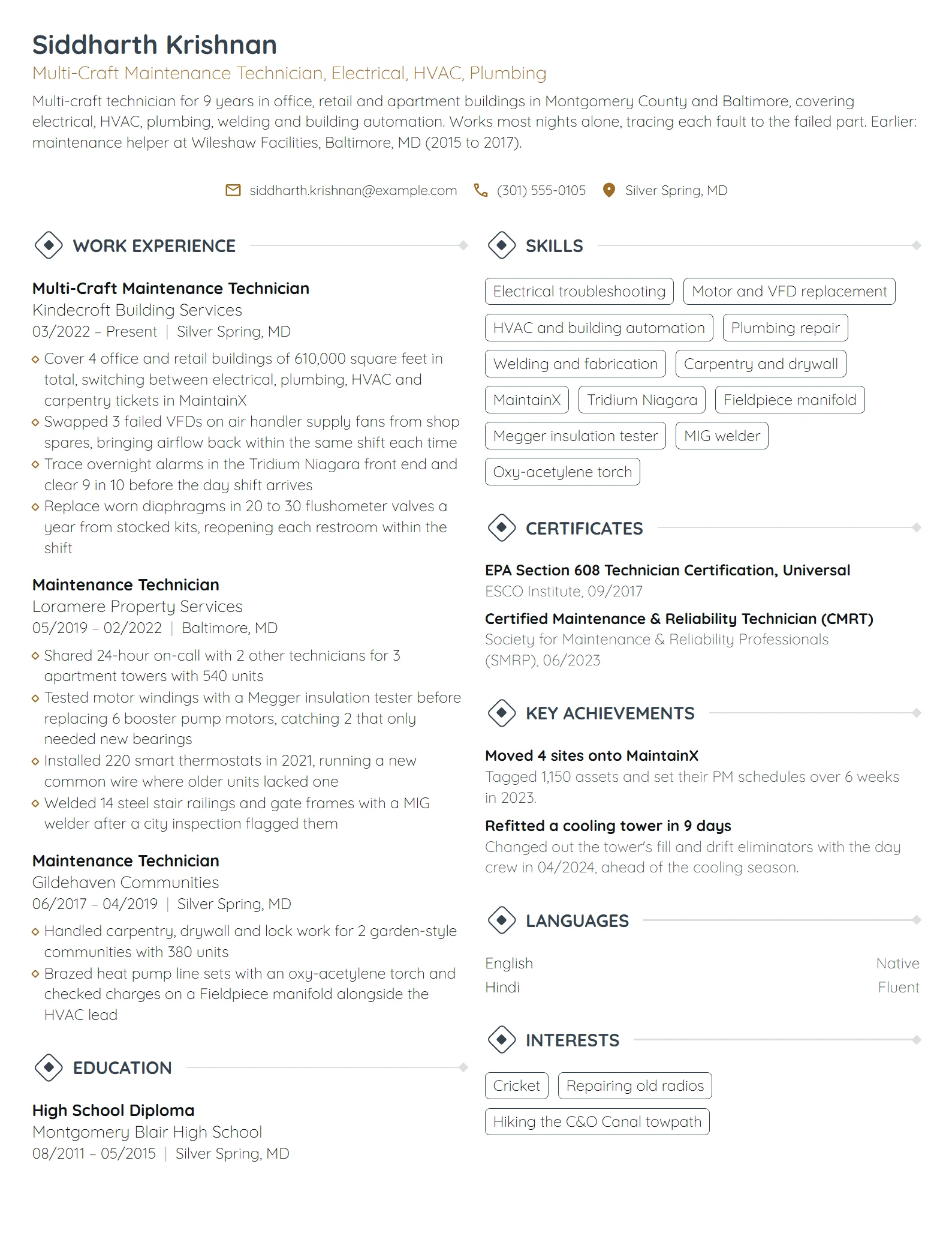18 Maintenance Technician Resume Examples & Guide for 2026