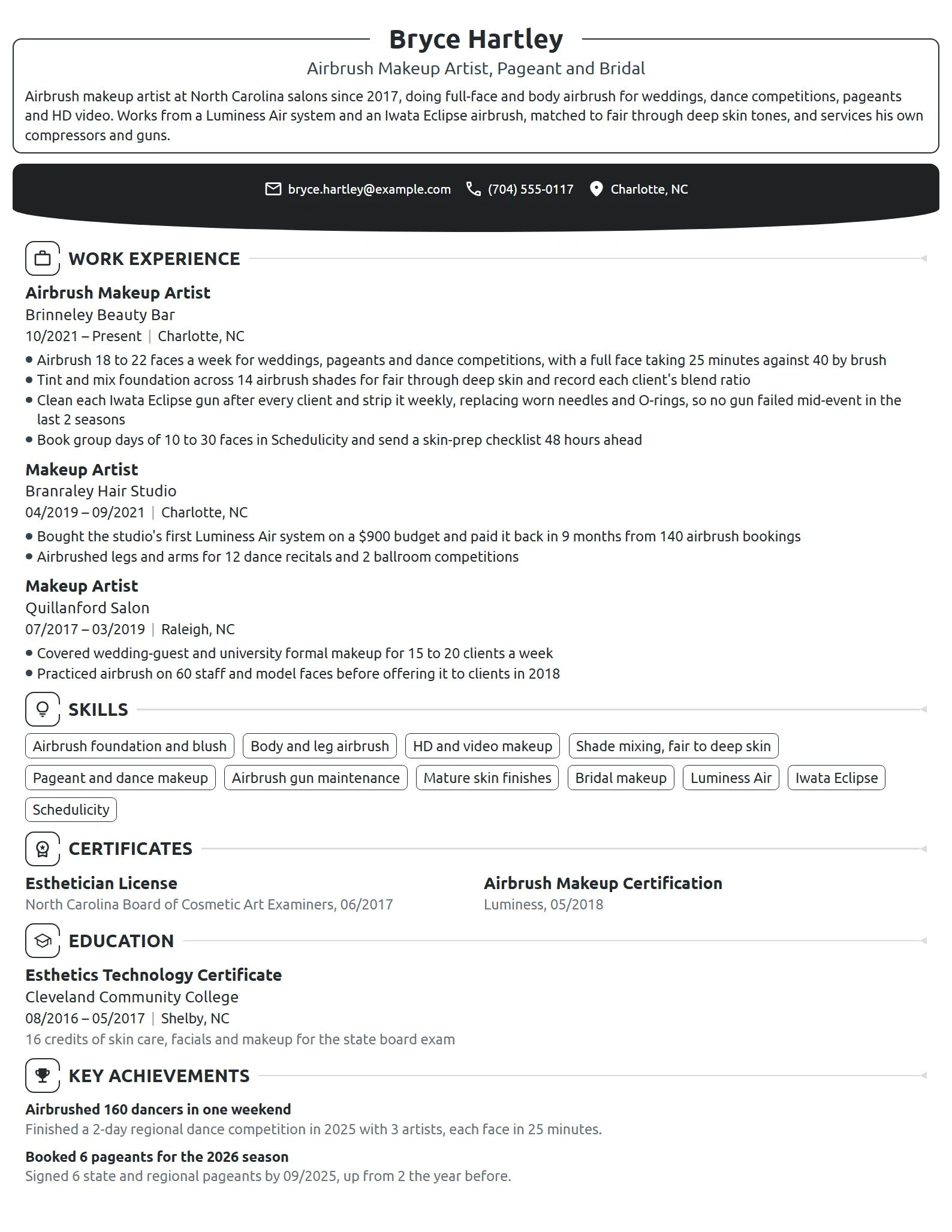 Airbrush Makeup Artist resume example