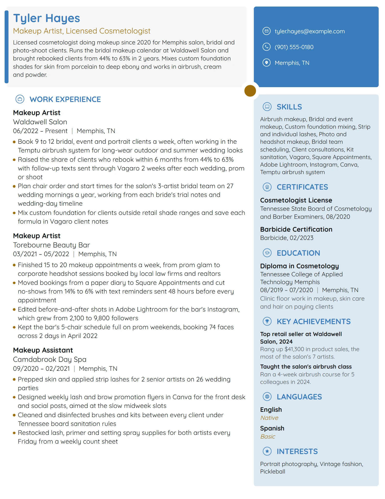 Makeup Artist resume example