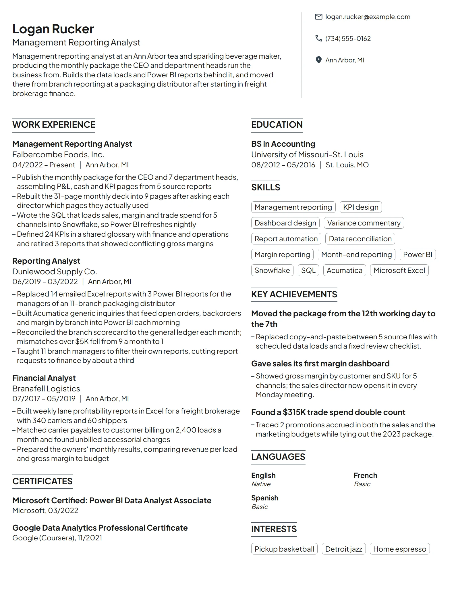11 Management Accounting Resume Examples & Guide for 2026