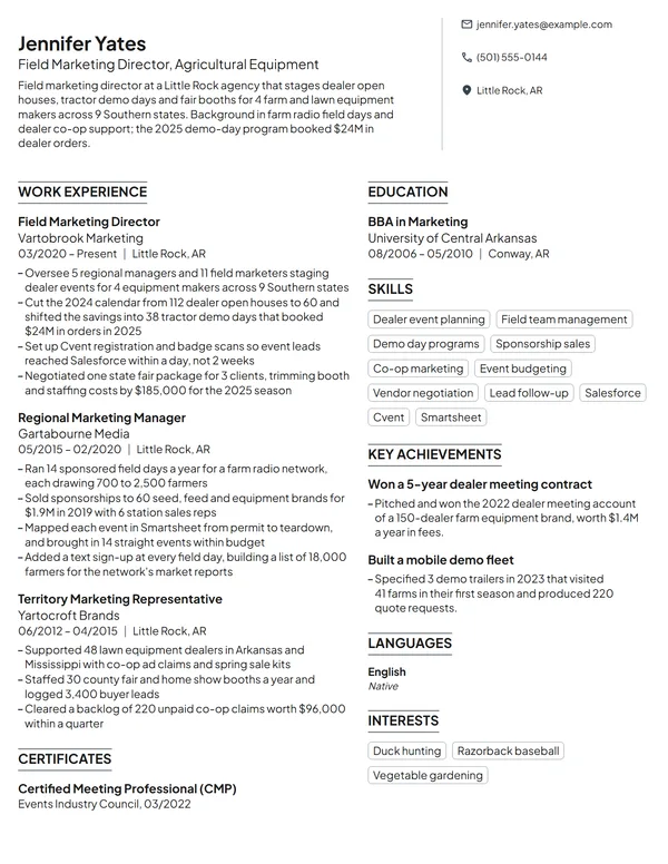 Field Marketing Director resume example