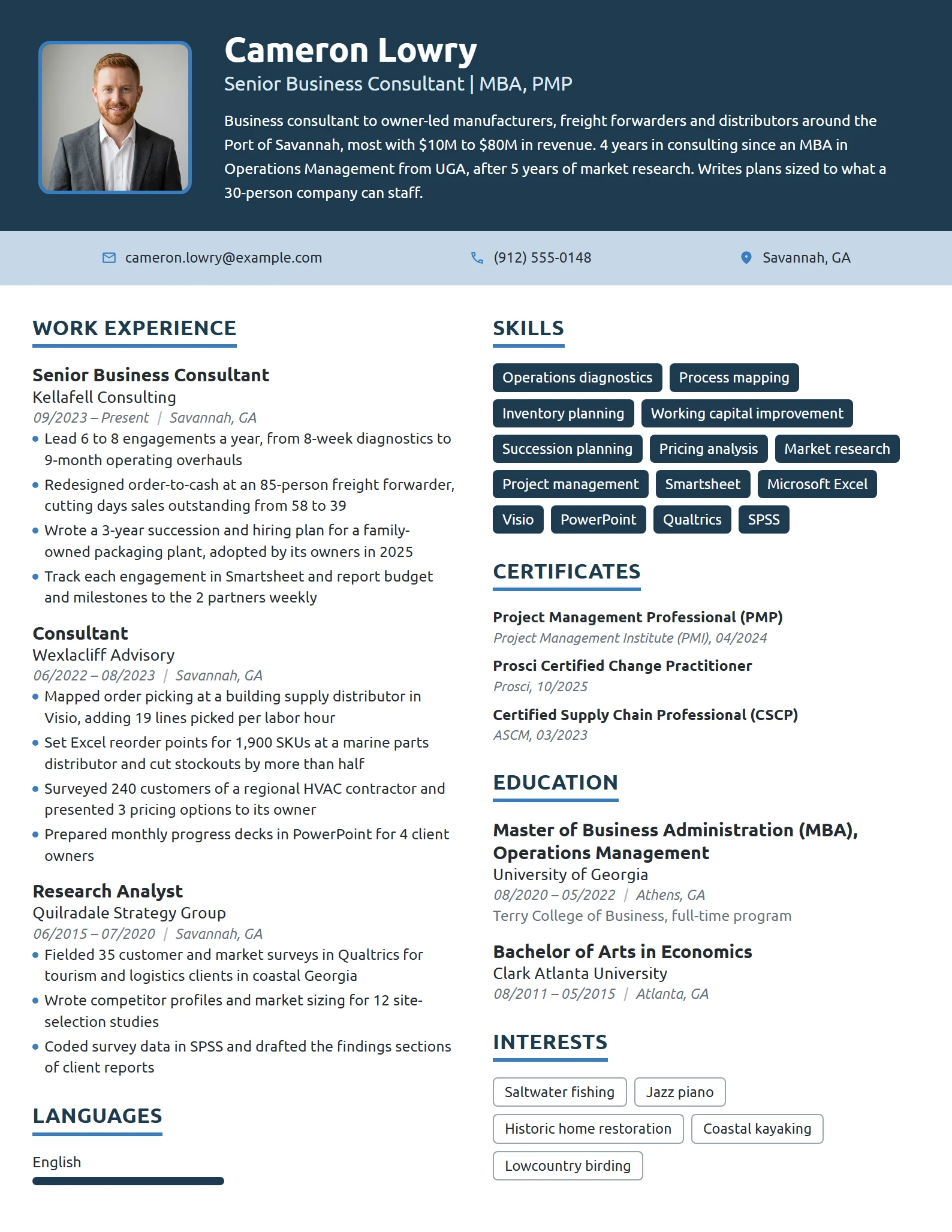 MBA Business Consultant resume example