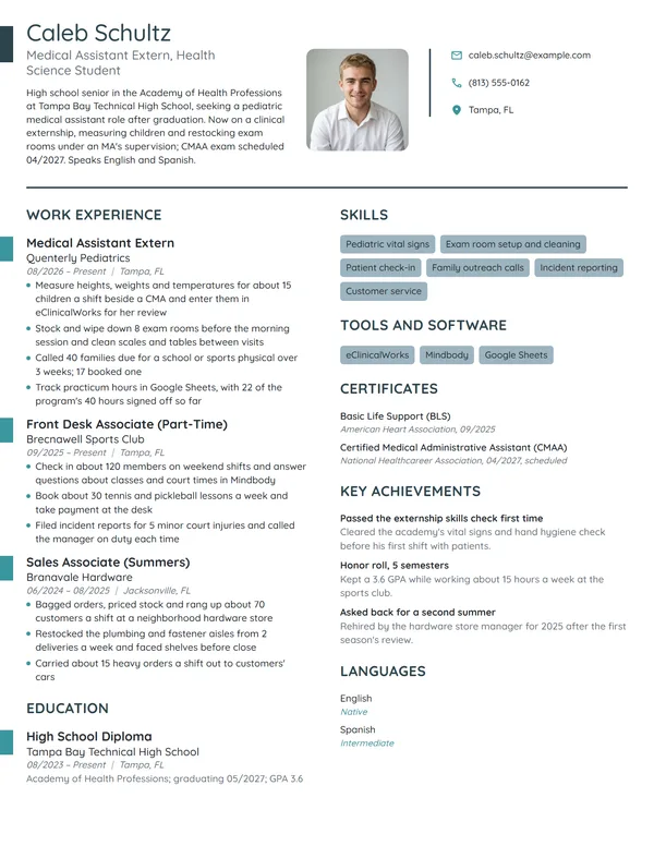 Medical Assistant Extern resume example