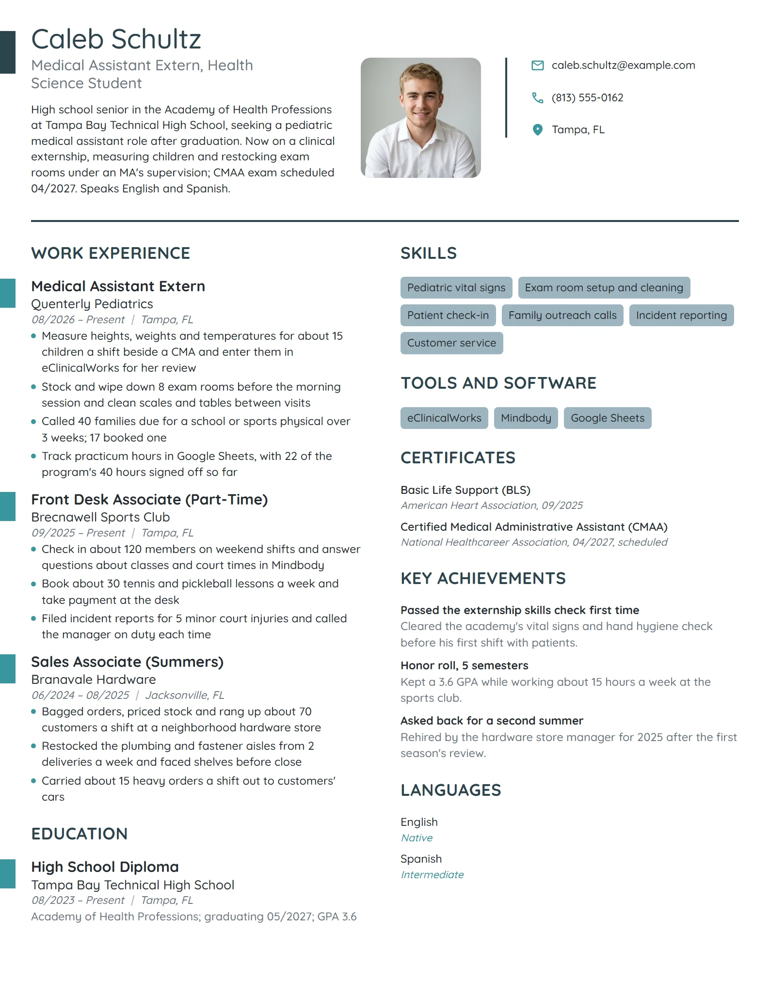 Medical Assistant Extern resume example