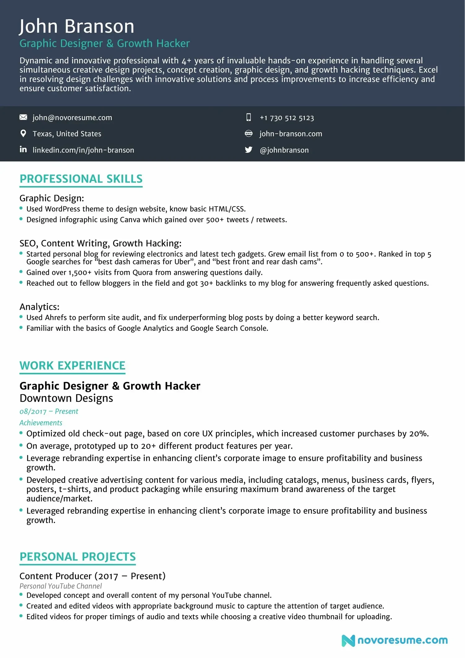 Sales & Retail Resume Examples (20 Jobs) | Novoresume
