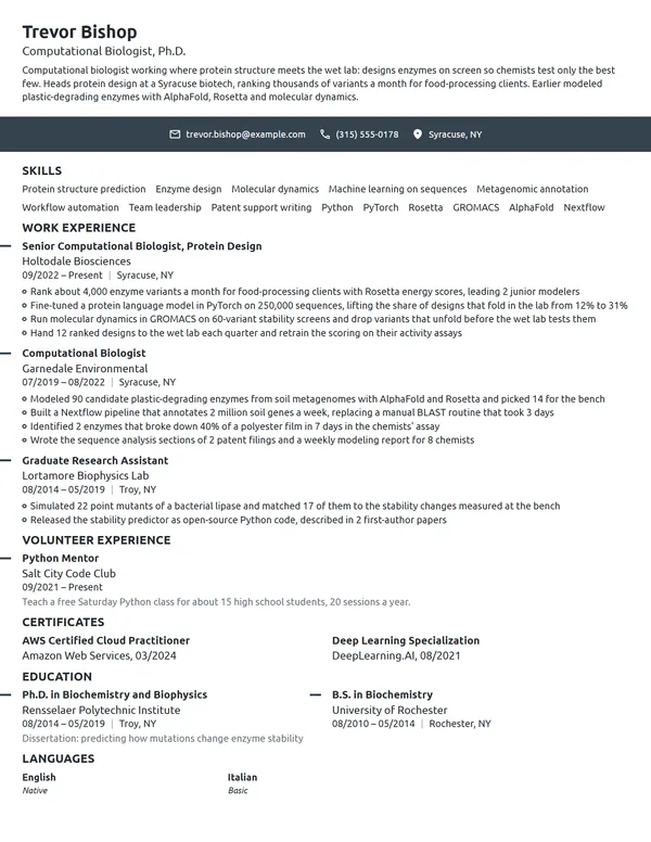 Computational Biologist resume example