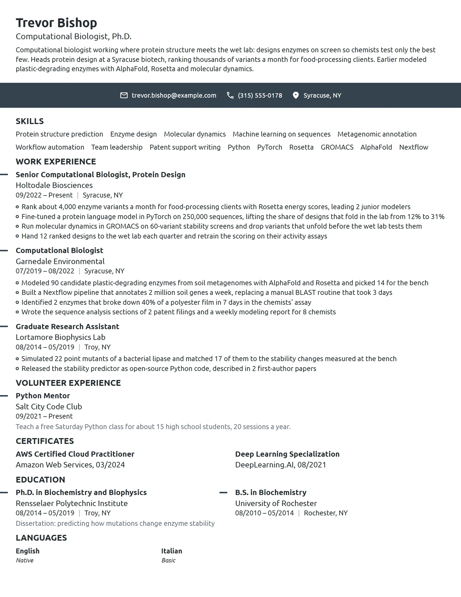 Computational Biologist resume example