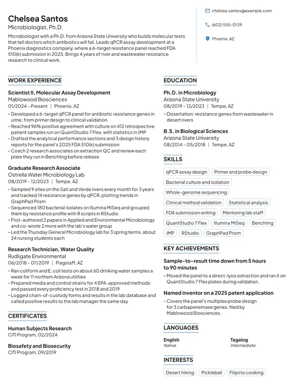 PhD resume example