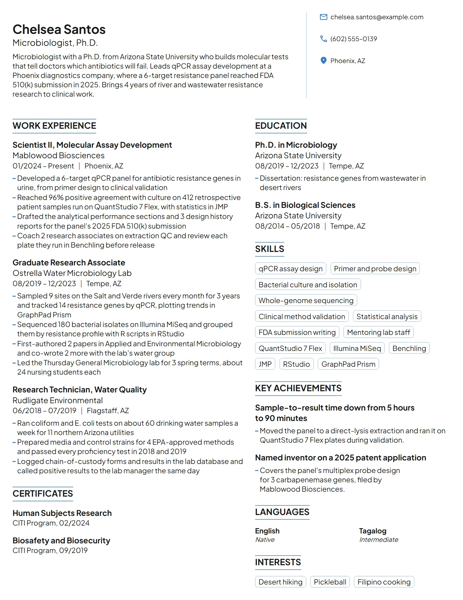 PhD resume example