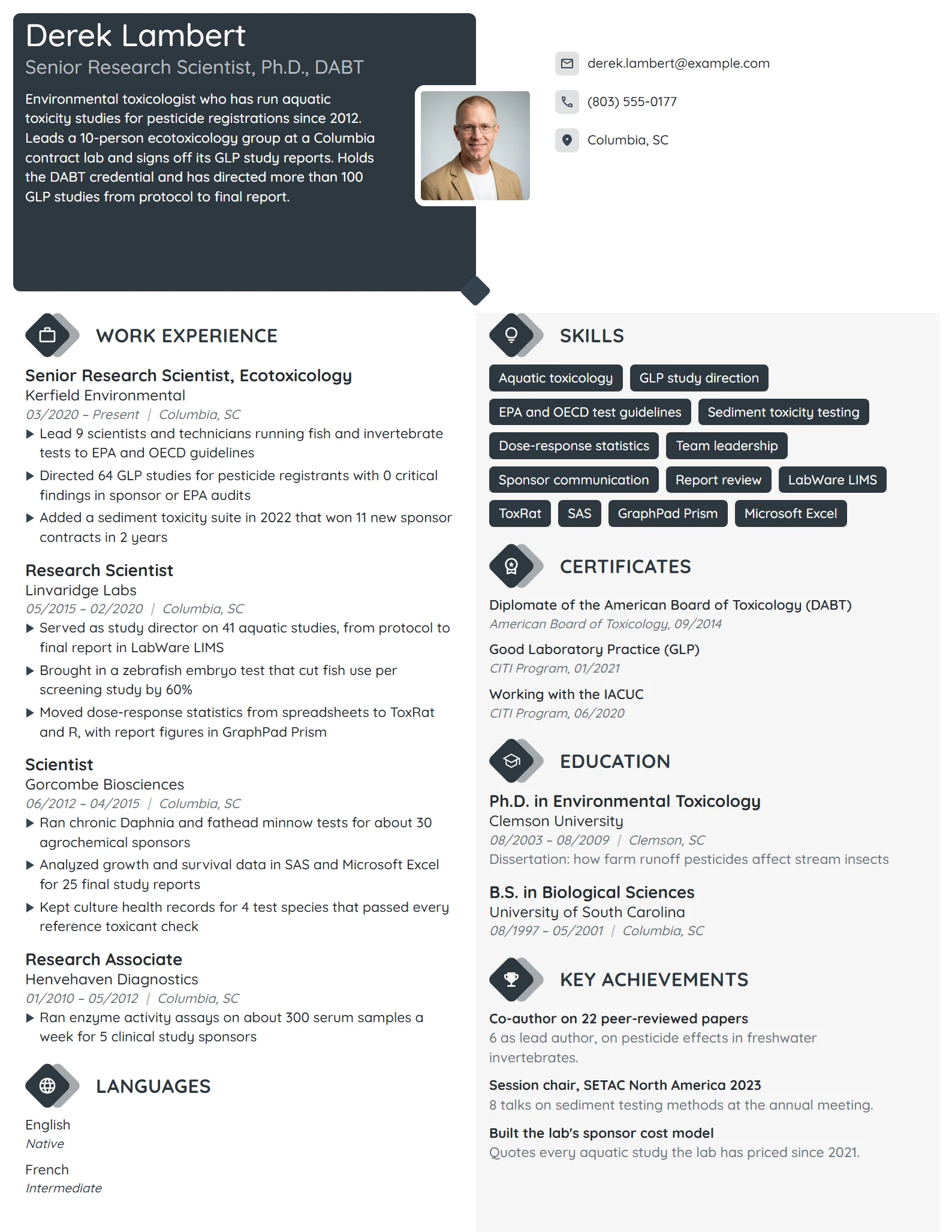 Senior Research Scientist resume example