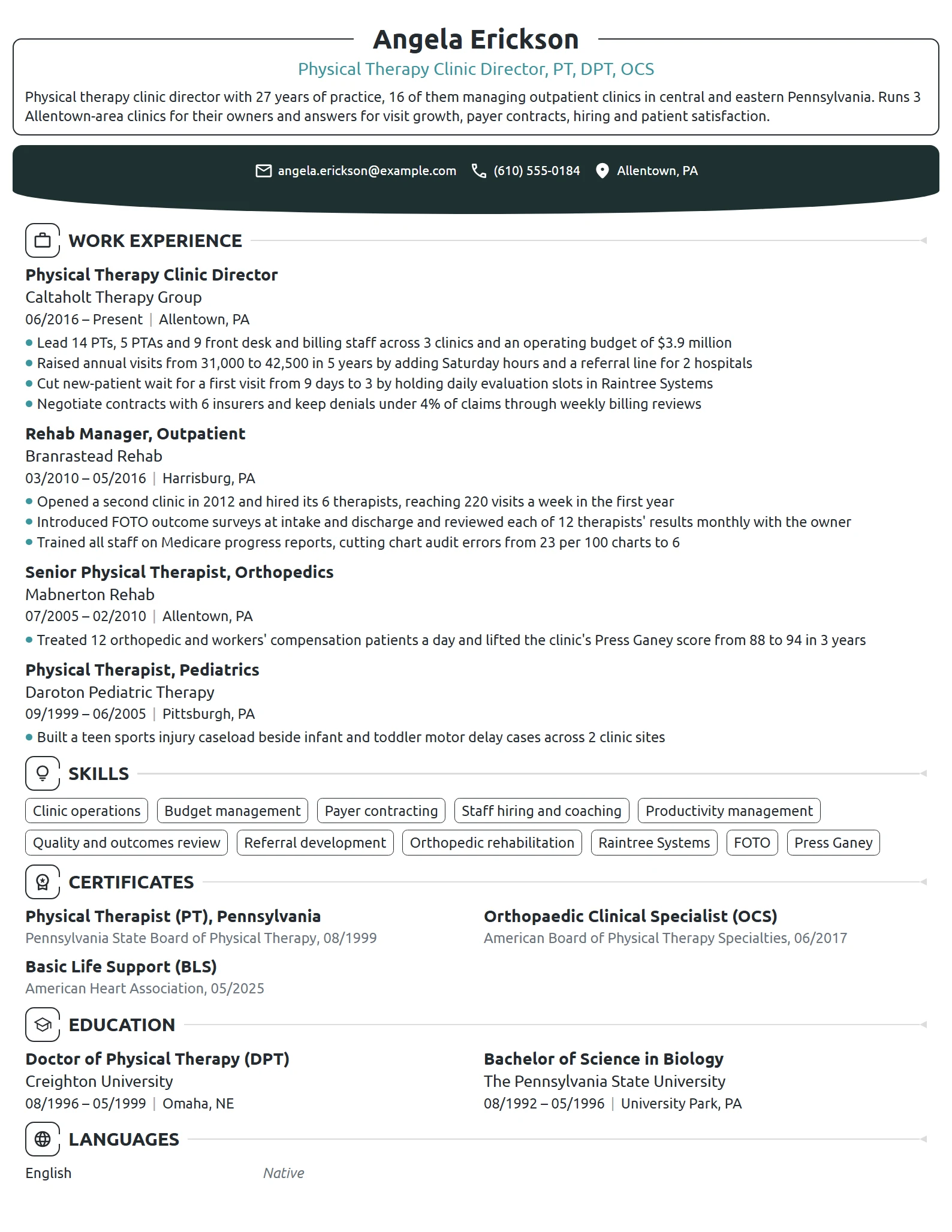 12 Physical Therapist Resume Examples & Guide for 2026