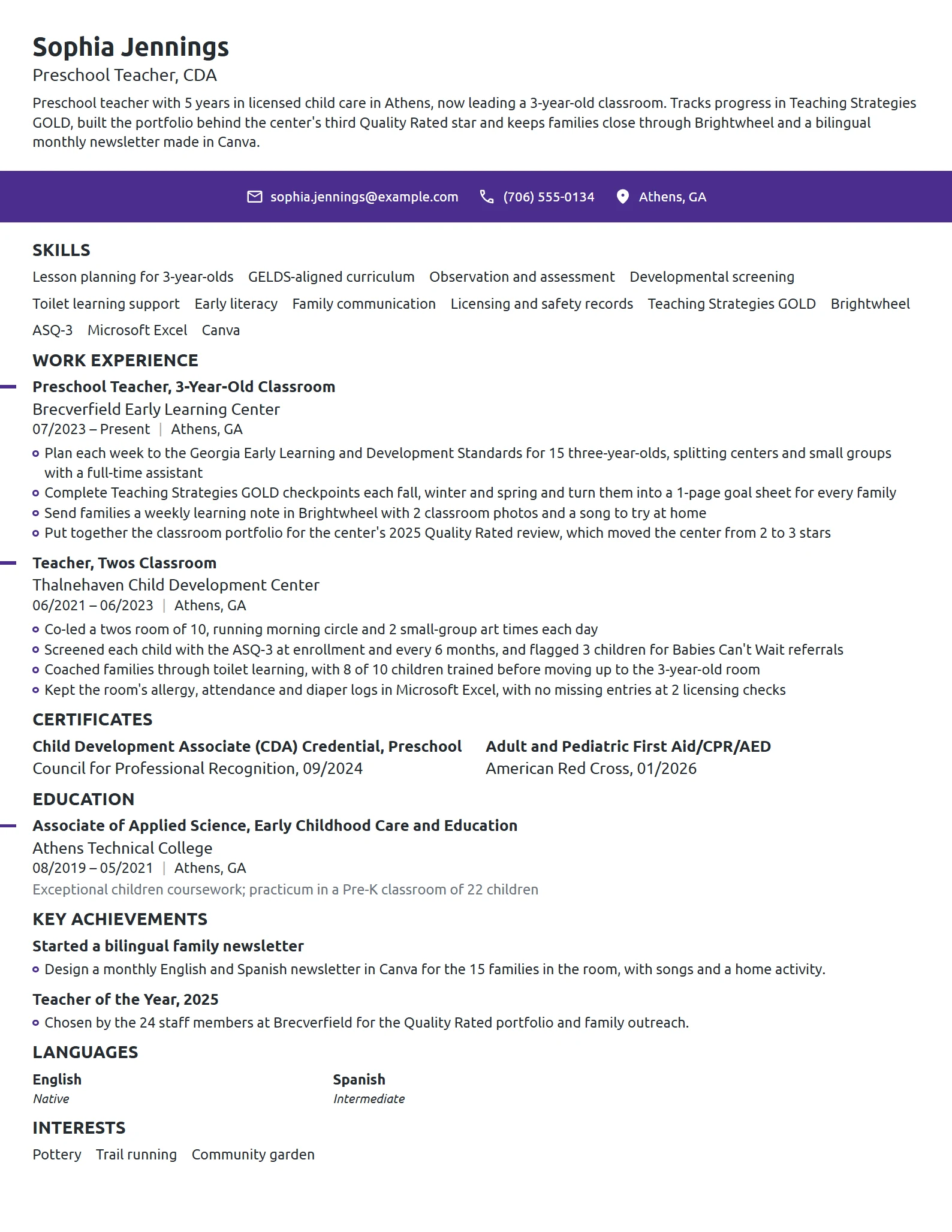 Kindergarten Timetable Example 14 Preschool Teacher Resume Examples & Guide for 2026