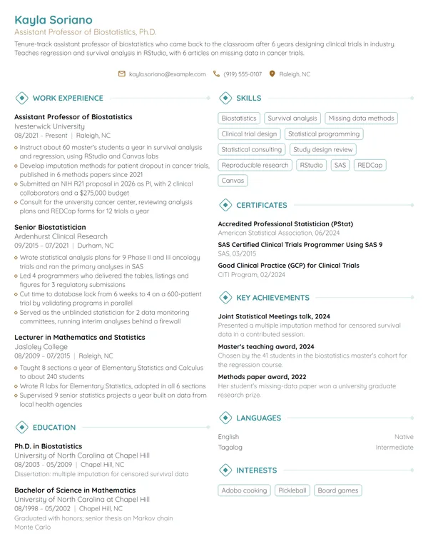 Assistant Professor resume example
