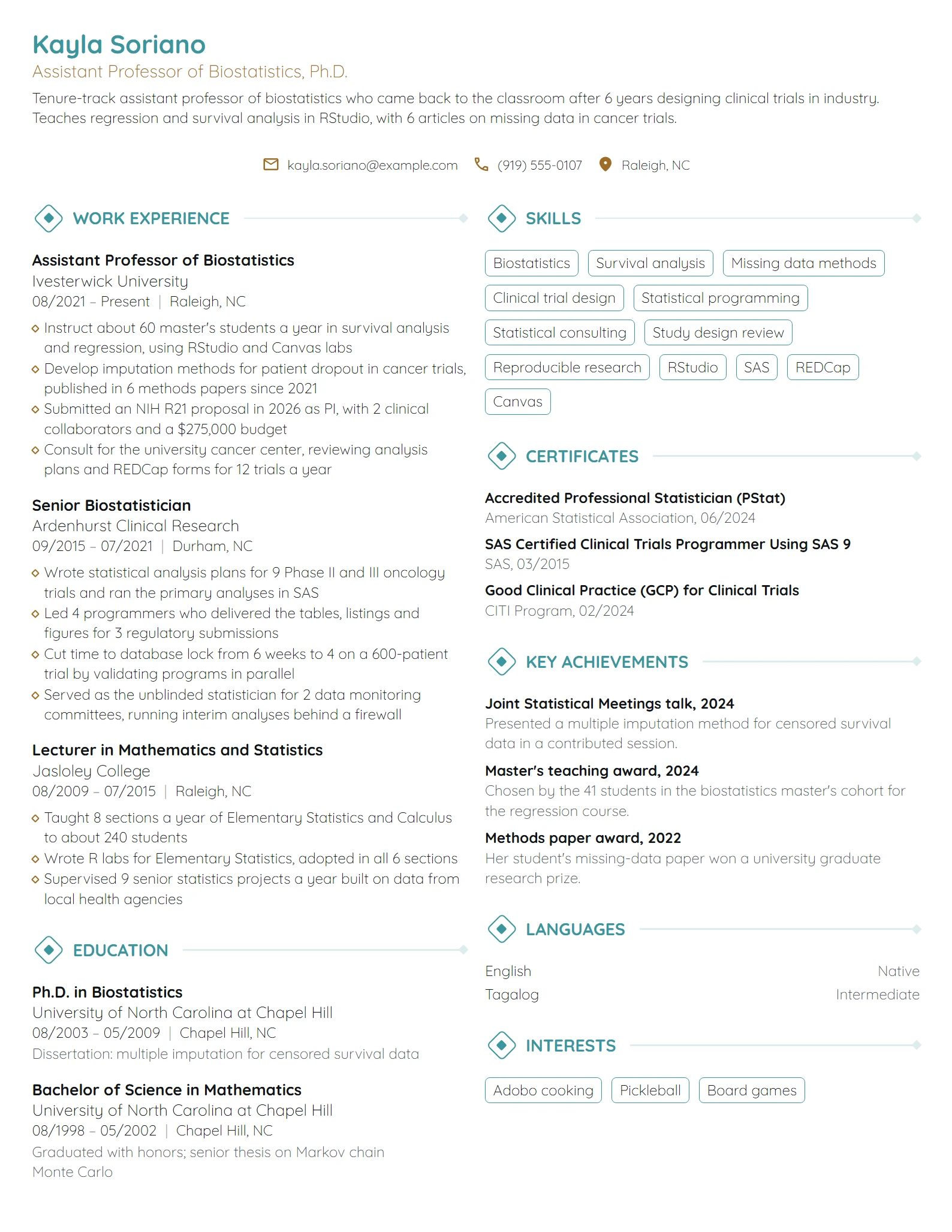 Assistant Professor resume example
