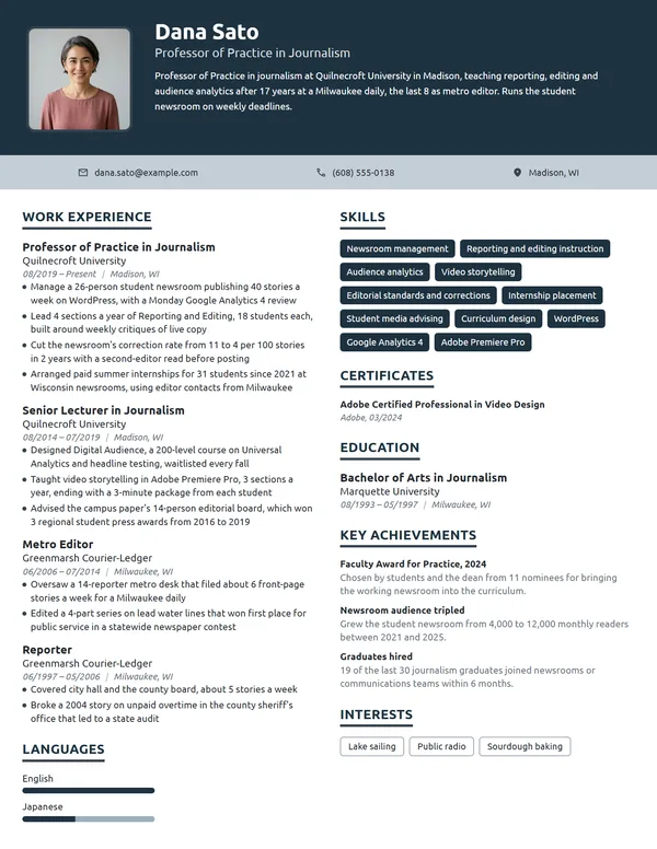 Professor of Practice resume example