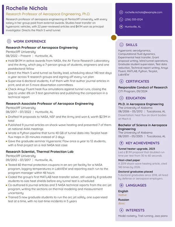 Research Professor resume example