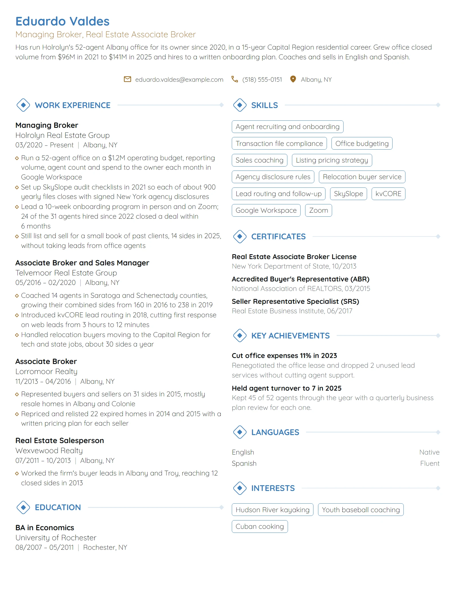 Managing Broker resume example