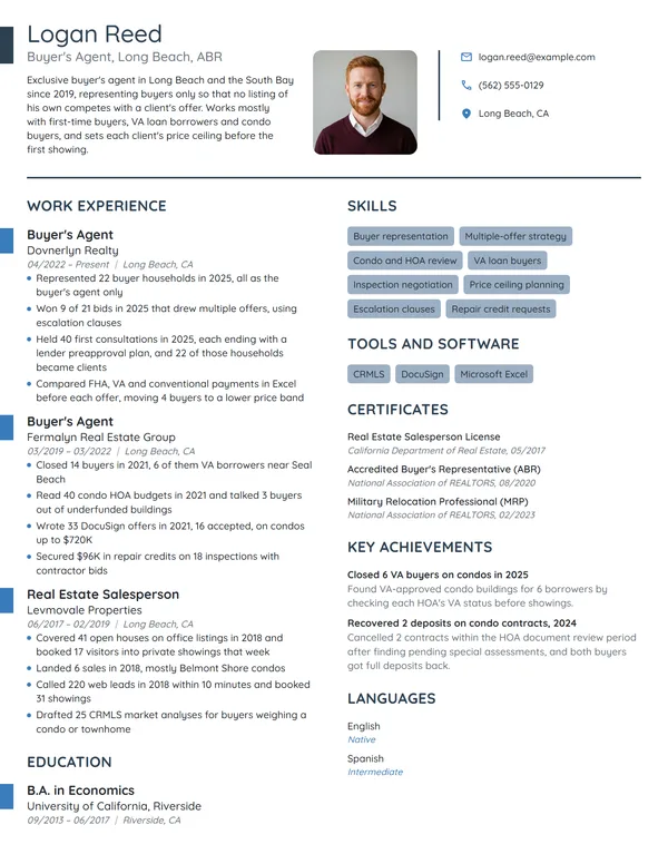 Buyer's Agent resume example