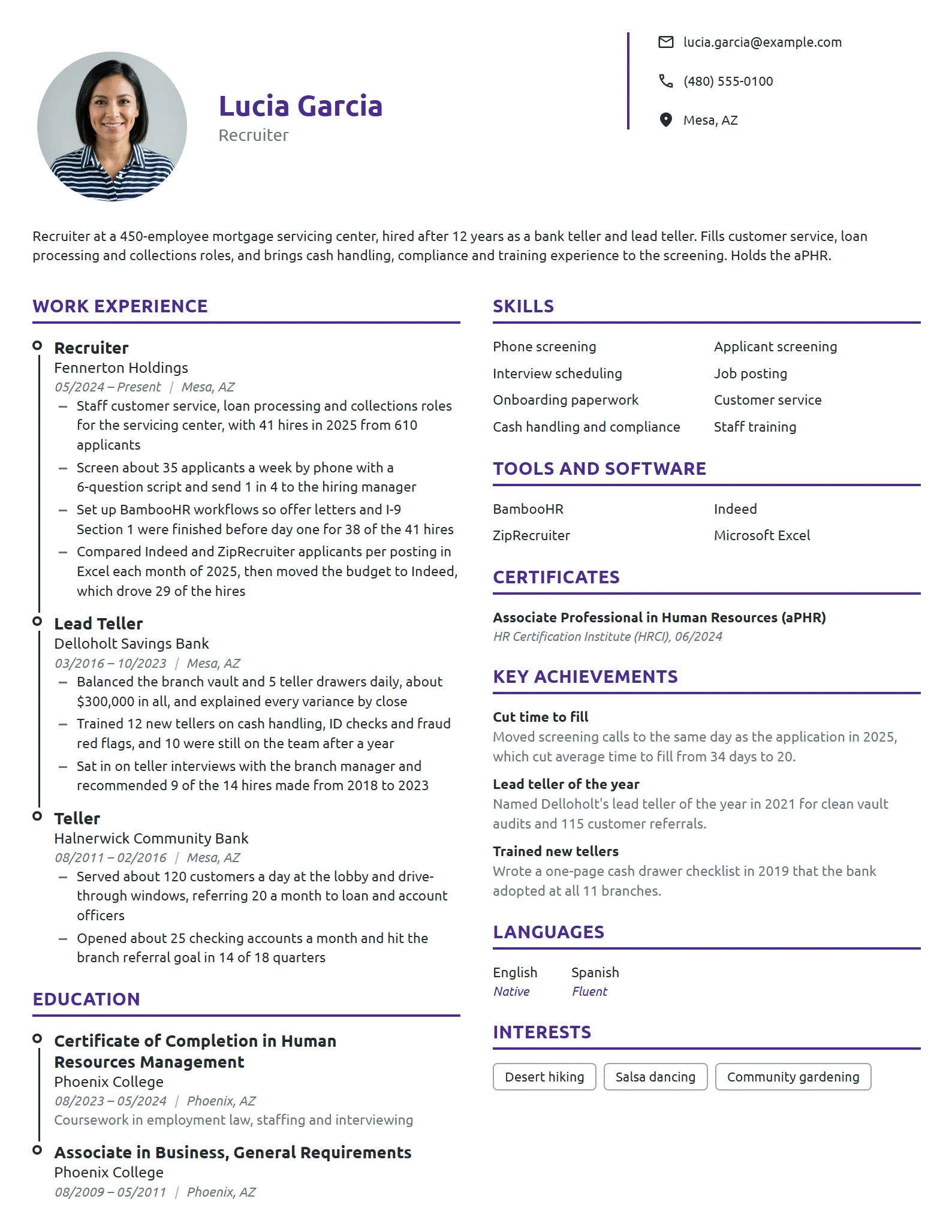Career Change Recruiter resume example