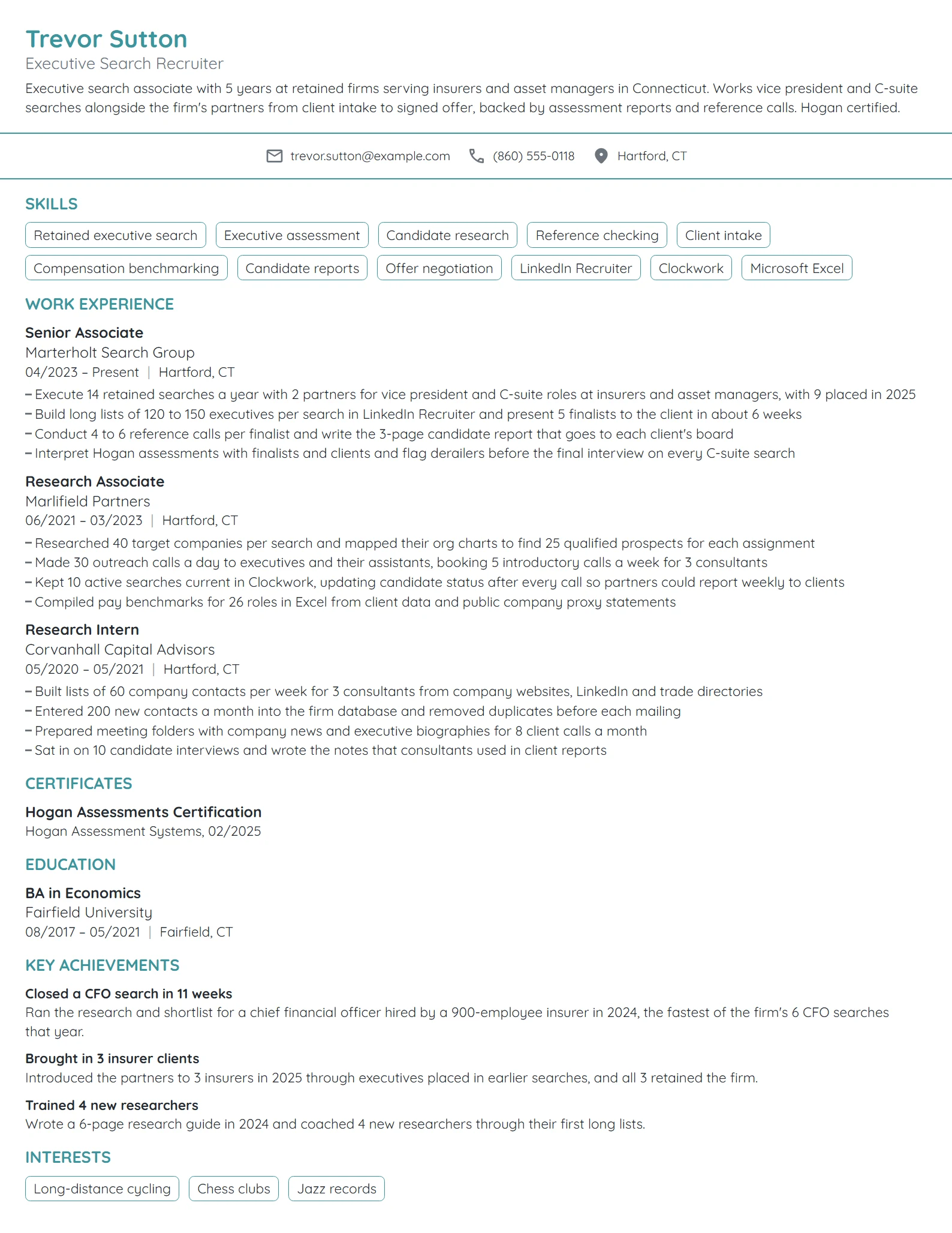 Executive Search Recruiter resume example