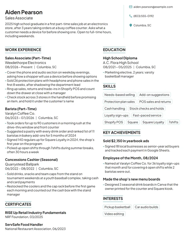 Sales Associate with No Experience resume example