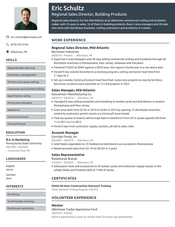Regional Sales Director resume example