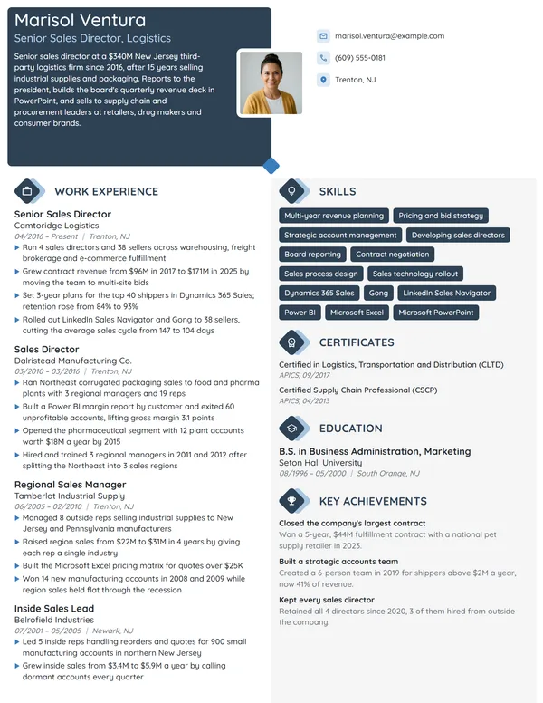 Senior Sales Director resume example