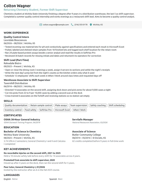 Adult Learner Scholarship resume example