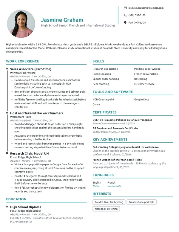 Fulbright Scholarship resume example