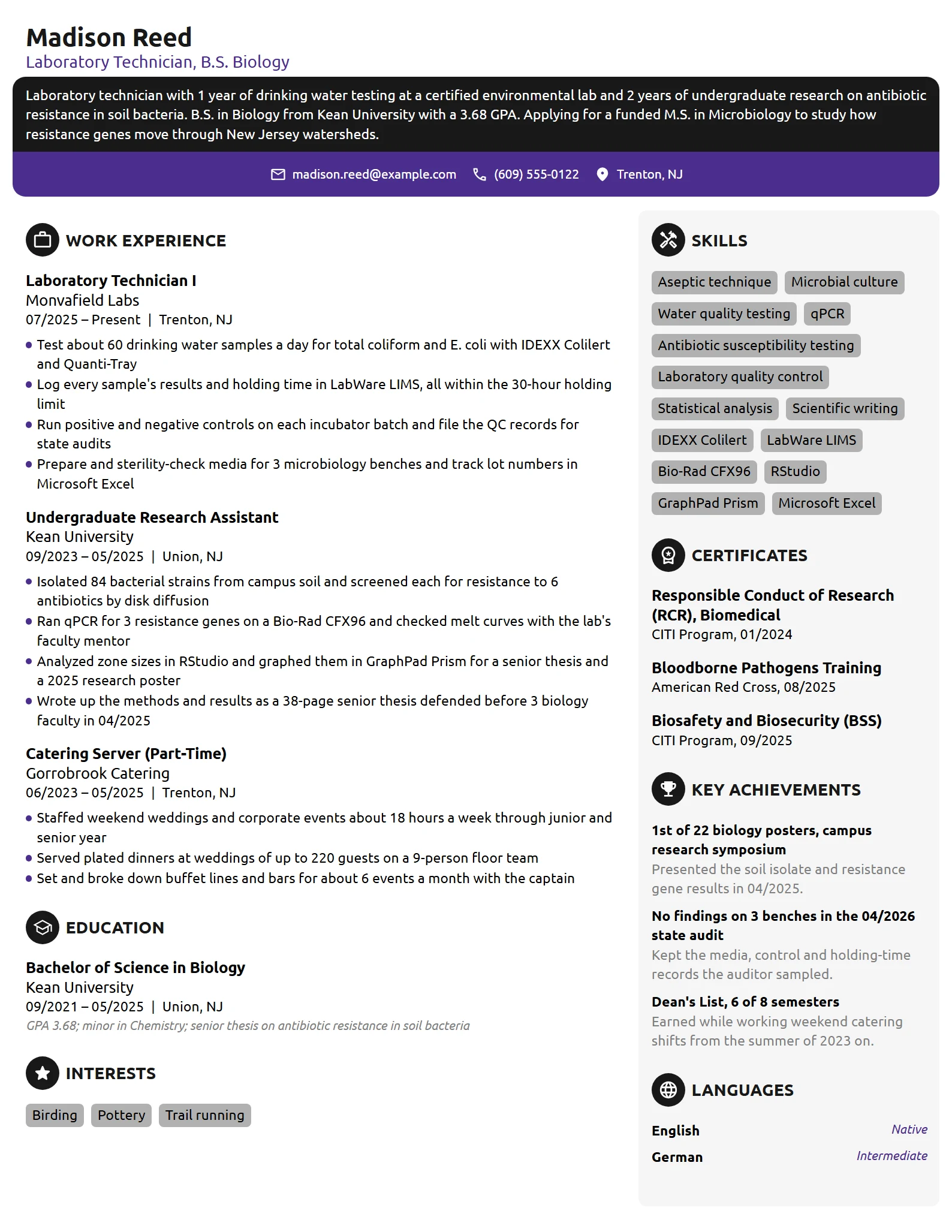 Graduate School Scholarship resume example